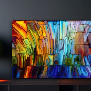Tempered Glass Wall Art-Framed Wall Art-Extra Large Wall Art for Living Room Decor-Glass Printing Wall Decor-Abstract