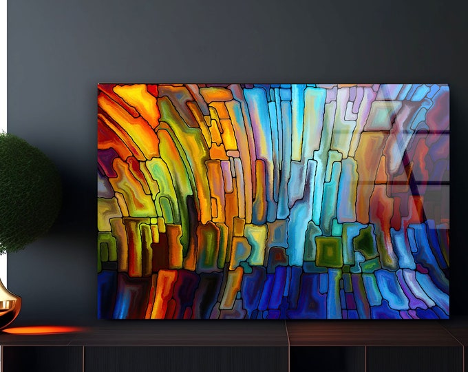 Tempered Glass Wall Art-Framed Wall Art-Extra Large Wall Art for Living Room Decor-Glass Printing Wall Decor-Abstract
