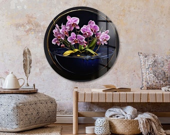 Tempered Glass Art-Glass Printing Art-Tempered Glass Wall Art-Glass Wall Decor-Floral Decor-White Flower Wall Art-Abstract Flower Art