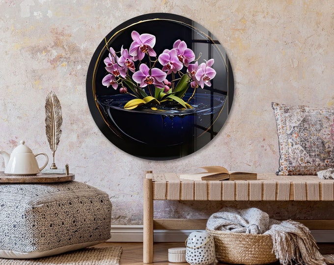 Tempered Glass Art-Glass Printing Art-Tempered Glass Wall Art-Glass Wall Decor-Floral Decor-White Flower Wall Art-Abstract Flower Art