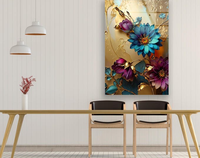 Tempered Glass Art-Glass Printing Art-Tempered Glass Wall Art-Glass Wall Decor-Home Decor-Alcohol ink Flower Wall Art-Floral Wall Decor