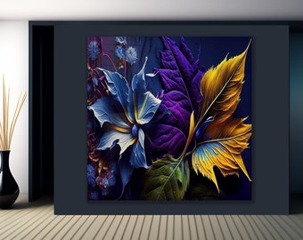 Luxurious Glamorous Abstract Fluid Style Glass Wall Art-Mega Size Glass Wall Decor-Wall Hanging-Office Wall Decor-Colorful Flower Wall Art
