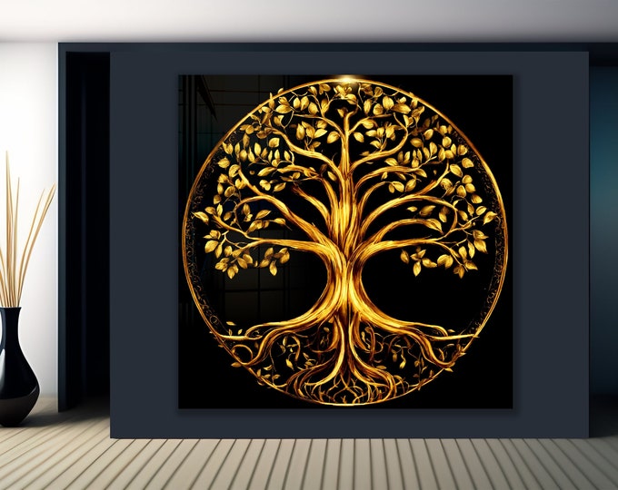 Tempered Glass Wall Art-Stained Wall Art -Life of Tree Wall Decor-Glass Printing -Large Wall Art-Wall Hangings-Stained Window Decor