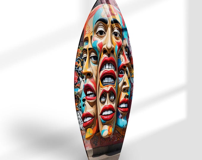 Glass Printing Wall Art-Large Wall Decor Living Room-UV Painted Glass Wall Art- Art- Popart Glass Printing-PopArt Surfboard-