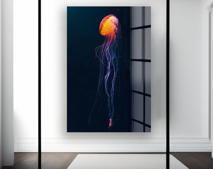 Tempered Glass Framed Wall Art--Wall Decor-Glass Printing-Glass Wall Art-Undersea Wall Art-Ocean Fish Wall Art-Aquarium Wall Art
