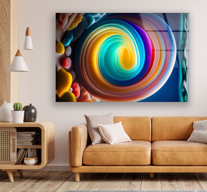 Vibrant abstract glass panel gift-ready presentation with secure packaging