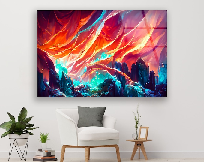 Tempered Glass Framed Wall Art--Circle Wall Decor-Wall Hanging-Large Wall Art-Glass Printing-Glass Wall Art-Alcohol ink Wall Art
