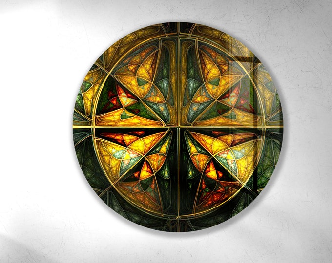 Tempered Glass Framed Wall Art--Circle Wall Decor-Wall Hanging-Large Wall Art-Glass Printing-Glass Wall Art-Alcohol ink Wall Art