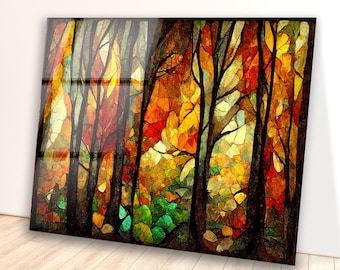 Premium Tempered Glass Wall Art – Abstract Stained Glass-Inspired Wall Hanging for Home & Office | Modern Minimalist Decor, Gift Piece