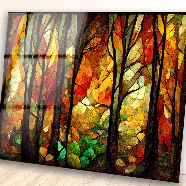 Tempered Glass Wall Art-Stained Wall Art -Life of Tree Wall Decor-Glass Printing -Large Wall Art-Wall Hangings-Stained Window Decor