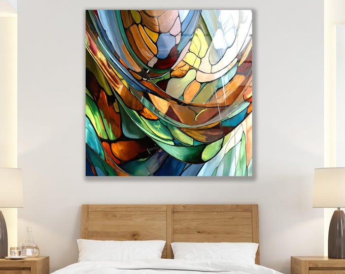 Tempered Glass Wall Art, Stained Glass Wall Decor, Home Decor, Living Room Wall Art, Decor For Bedroom, Extra Large Wall Art, Wall Hanging
