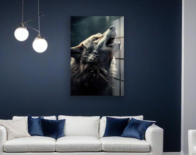 Wolf Glass Wall Art , Wild Nature , High Quality , Tempered Glass Wall Art , Glass Printing , Wall Hanging , Modern Wall Art , Birthday Gift