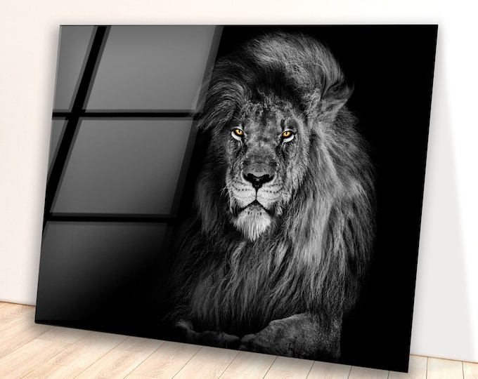 Tempered Glass Wall Art-Framed Wall Art-Extra Large Wall Art for Living Room Decor-Glass Printing Wall Decor-Wild Animal Lion Tiger Wall Art