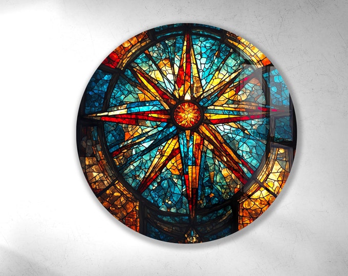 Tempered Glass Wall Art-Round Wall Art Gift-Tempered Glass Art-Glass Wall Decor-Glass Printing-Round Wall Decor-Colorful Mosaic Round Decor
