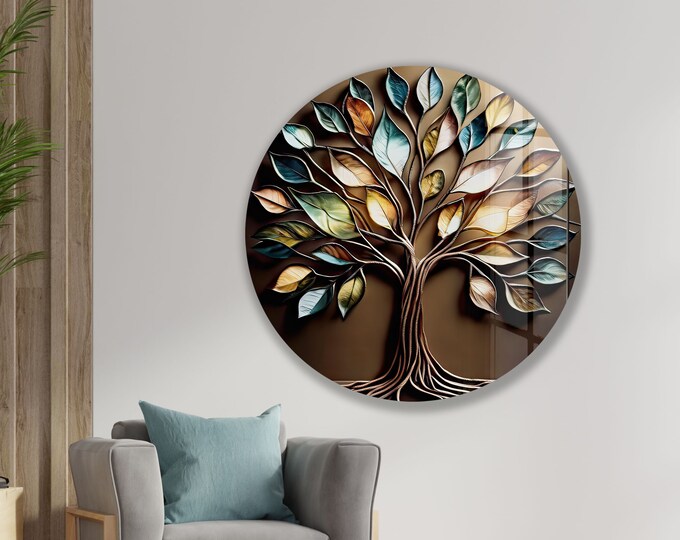 Tempered Glass Wall Art-Stained Wall Art -Life of Tree Wall Decor-Glass Printing -Large Wall Art-Wall Hangings-Stained Window Decor