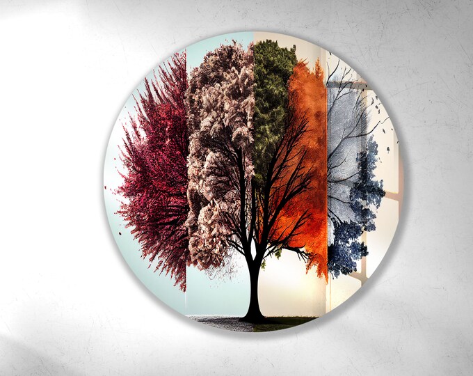 Tempered Glass Wall Art Stained Wall Decor-Flower Stained Home Decor-Glass Printing-Life of tree Wall Art Gifts for her-Stained Wall Art