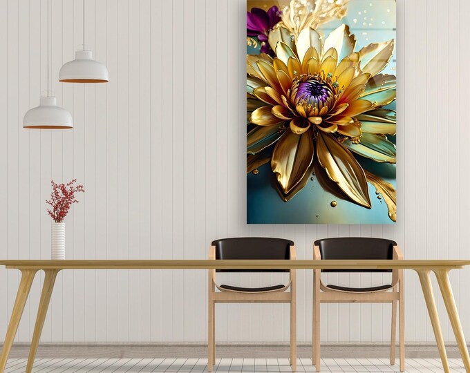 Tempered Glass Art-Glass Printing Art-Tempered Glass Wall Art-Glass Wall Decor-Home Decor-Alcohol ink Flower Wall Art-Floral Wall Decor