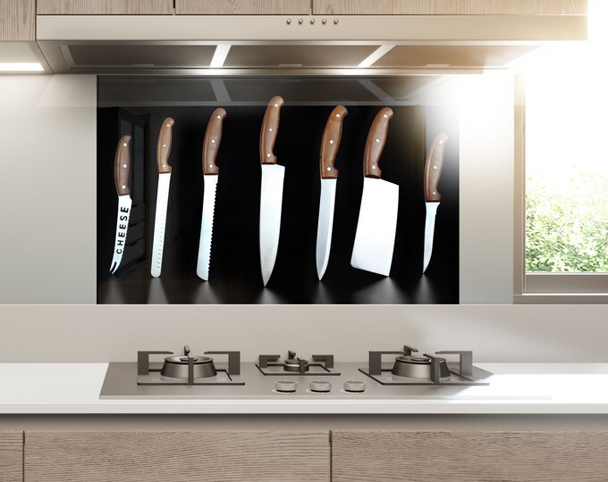 Tempered Glass Herbs Backsplash Design-Cooker Wall Backsplash Panel-Glass Splashback For Kitchen Panel Design- Knife Splashback