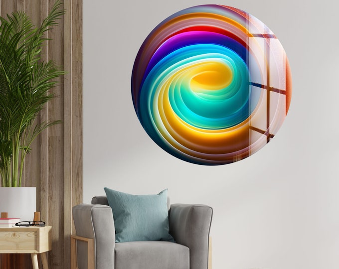 Tempered Glass Wall Art-Glass Art-Wall Decor--Glass Printing-Large Wall Art-Wall Hangings–Abstract Wall Art- Circle Glass
