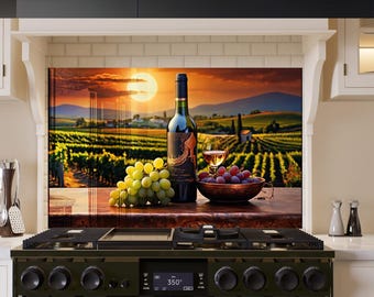 Wine Vineyard Tempered Glass Backsplash - Kitchen Stove Splashback