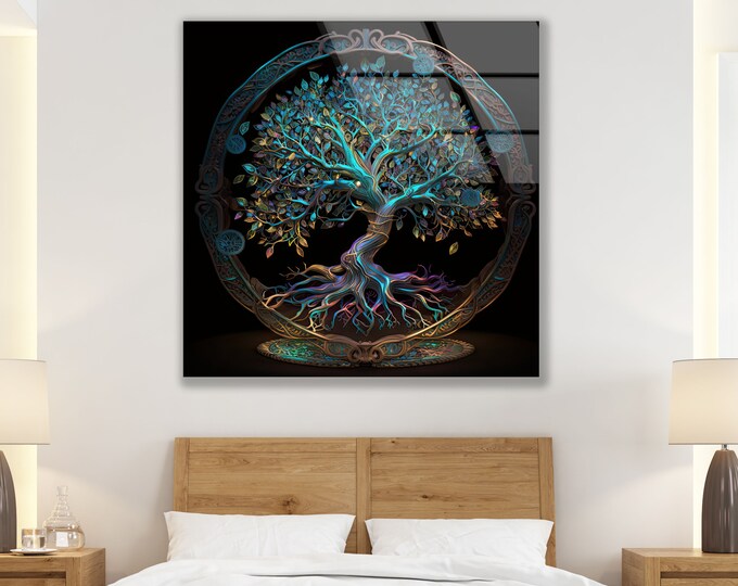 Tempered Glass Wall Art-Stained Wall Art -Life of Tree Wall Decor-Glass Printing -Large Wall Art-Wall Hangings-Stained Window Decor