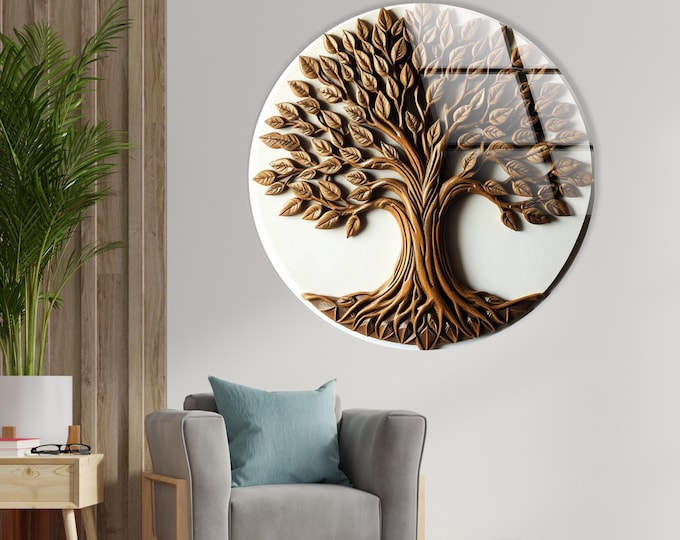 Tempered Glass Wall Art-Stained Wall Art -Life of Tree Wall Decor-Glass Printing -Large Wall Art-Wall Hangings-Stained Window Decor