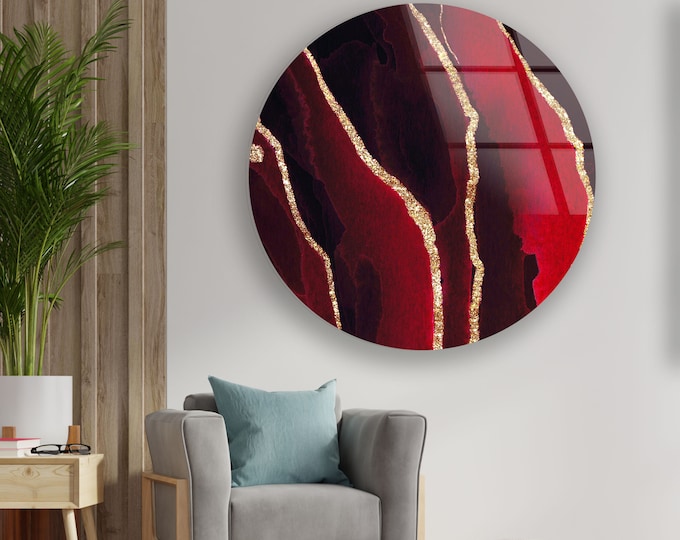 Gold Abstract Glass Wall Art-Mega Size Glass Wall Decor-Wall Hanging-Office Wall Decor-Tempered Glass Wall Art-Fractal Glass Wall Art Gifts