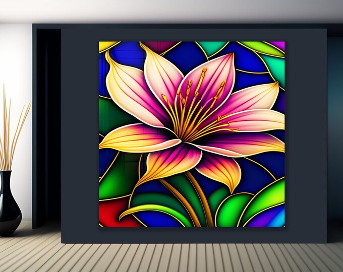 Tempered Glass Wall Art Stained Wall Decor-Flower Stained Home Decor-Glass Printing-Life of tree Wall Art Gifts for her-Stained Wall Art