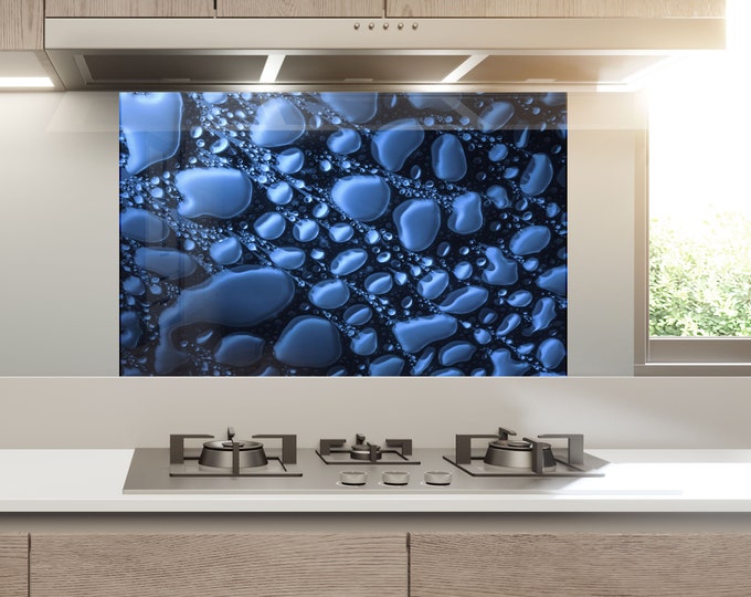 Backsplash Tile- Drop Tempered Glass Wall Protection-Kitchen Backsplash-Splashback Kitchen Decoration-Bathroom Backsplash Stained  Wall Art