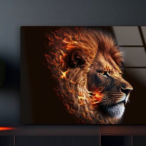 Tempered Glass Wall Art-Animal Wall Art -Lion Wall Decor-Glass Printing -Large Wall Art-Wall Hangings-Animal Window Decor