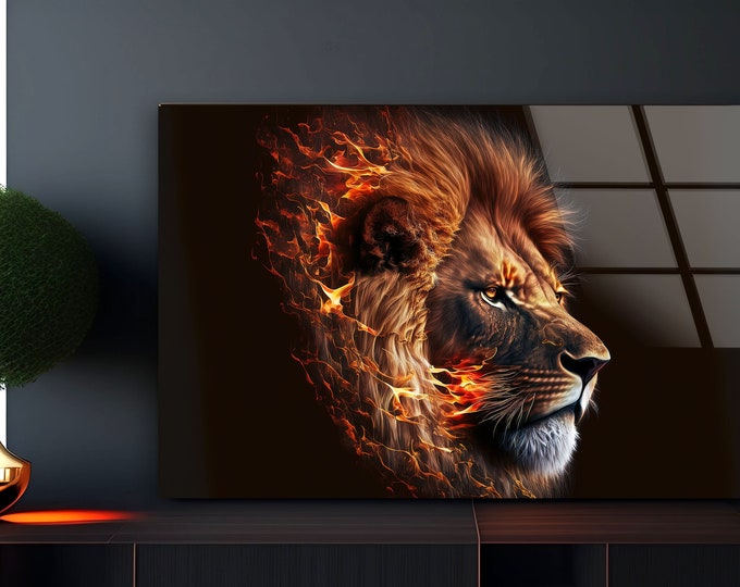 Tempered Glass Wall Art-Animal Wall Art -Lion Wall Decor-Glass Printing -Large Wall Art-Wall Hangings-Animal Window Decor