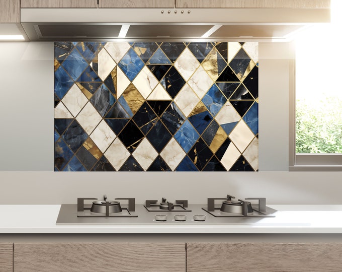 Kitchen Glass Splashback-Tempered Glass Backsplash Tile Kitchen Backsplash Tiles-Cooker Panel Waterproof-Modern Kitchen Wall Decor