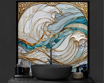 Tempered Glass Backsplash-Gold Marble Backsplash Tiles-Stove Backsplash for Kitchen Splashback for Stove Back Cover-Backsplash Behind Stove