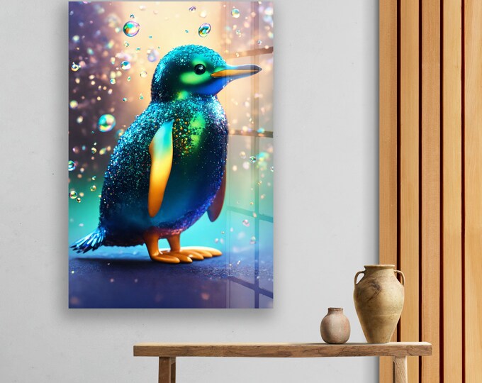 Abstract Glass Wall Art-Mega Size Glass Wall Decor-Office Wall Decor-Abstract Butterfly Wall Art- Penguin Wall Decor-Animal Wall Art