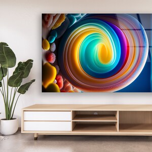 Abstract Circle Glass Wall Art – 4 mm Tempered Glass Panel in Various Sizes for Modern Home Décor image 7