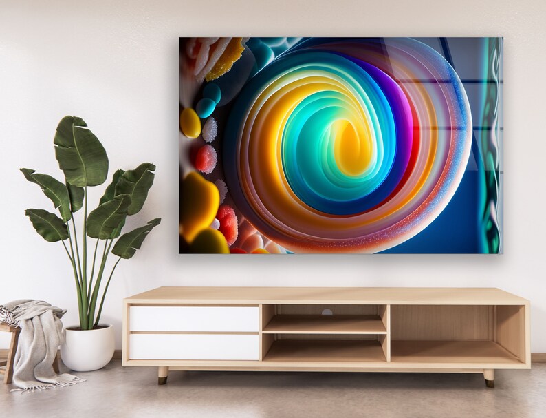 Abstract Circle Glass Wall Art – 4 mm Tempered Glass Panel in Various Sizes for Modern Home Décor image 7