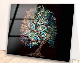 Tempered Glass Wall Art-Stained Wall Art -Life of Tree Wall Decor-Glass Printing -Large Wall Art-Wall Hangings-Stained Window Decor