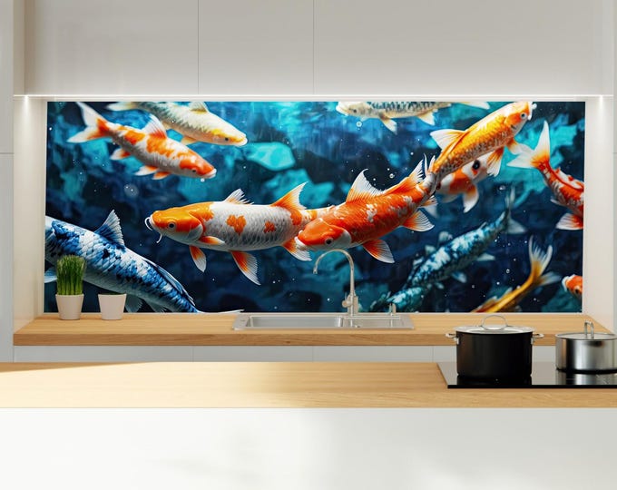 Koi Fish Wall Art-Tempered Glass Wall Art-Japanese Koi Fish-Glass Printing-Koi Fish Wall Decor-Glass Large Wall Art-Animal Wall Art-Gift