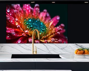 Backsplash Tile- AbstractTempered Glass Protection-Kitchen Backsplash-Splashback Kitchen Decoration-Bathroom Backsplash