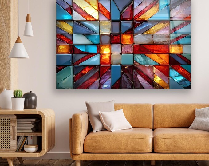 Colorful Decorative Stones Wall Art , Tempered Glass Wall Art , Glass Printing , High Quality , Wall Hanging , Glassware , Birthday Gift