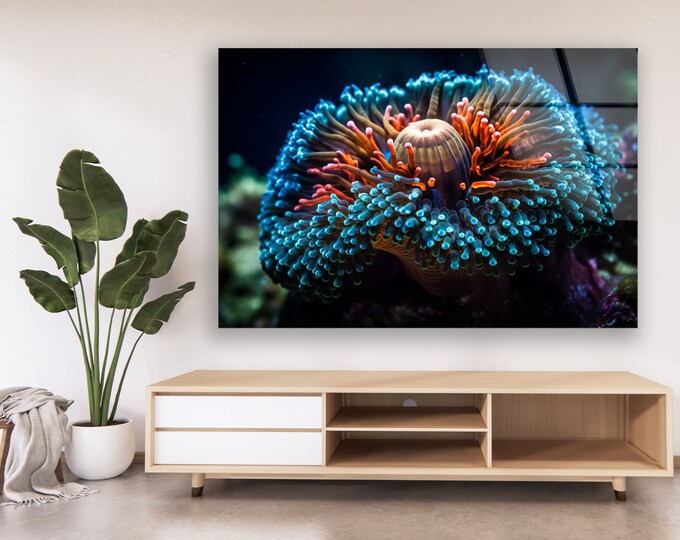 Tempered Glass Wall Art-Wall Decor--Glass Printing-Large Wall Art-Wall Hangings-Undersea Wall Art-Beach Wall Art-Fish Wall Art