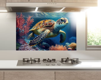 Backsplash Tile-Solid Tempered Glass Wall Protection-Kitchen Backsplash-Splashback Kitchen Decoration-Bathroom Backsplash Aquarium Wall Art