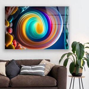 Abstract Circle Glass Wall Art – 4 mm Tempered Glass Panel in Various Sizes for Modern Home Décor image 6