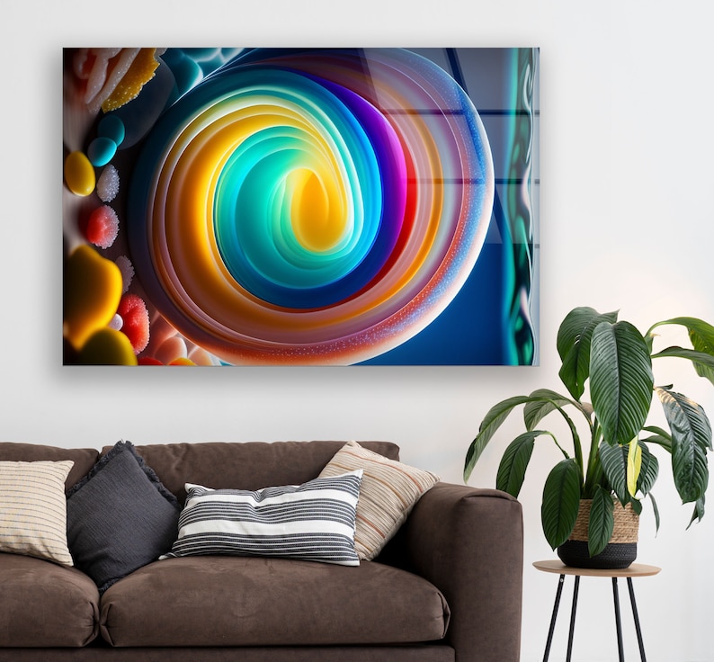 Abstract Circle Glass Wall Art – 4 mm Tempered Glass Panel in Various Sizes for Modern Home Décor image 6