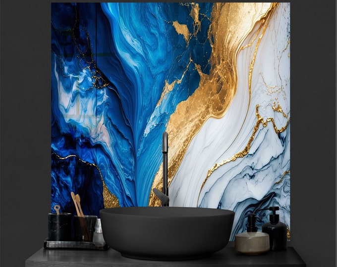 Backsplash Tile- Color Tempered Glass Wall Protection-Kitchen Backsplash-Splashback Kitchen Decoration-Bathroom Backsplash Stained Wall Art