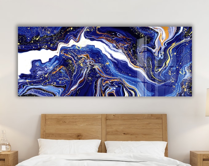 Tempered Glass Wall Art-Panoramic Wall Art-Wall Decor--Glass Printing-Extra Large Wall Art-Wall Hangings–Mega Size Panoramic Print- blue