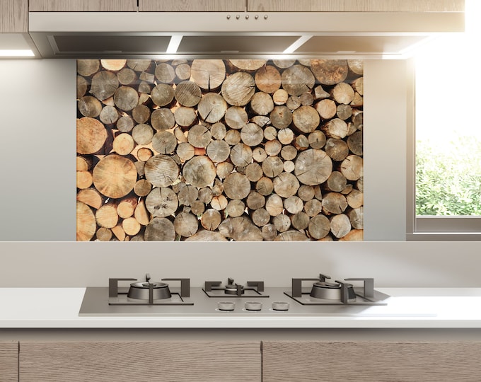 Wooden Backsplash Tile-Solid Tempered Glass Wall Protection-Kitchen Backsplash-Wood Splashback Kitchen Decoration-Bathroom Backsplash