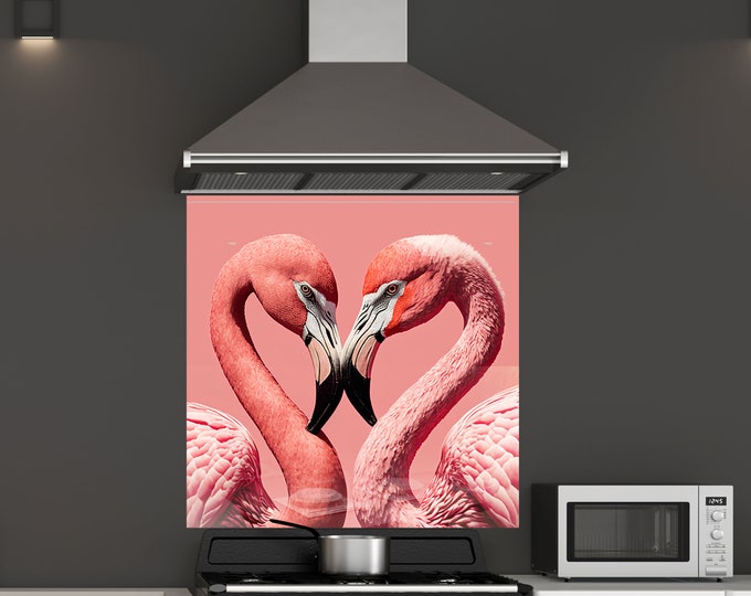 Kitchen Glass Splashback-Tempered Glass Fish Backsplash Tile Kitchen Backsplash Tiles-Cooker Panel Waterproof-  Flamingo Splashback