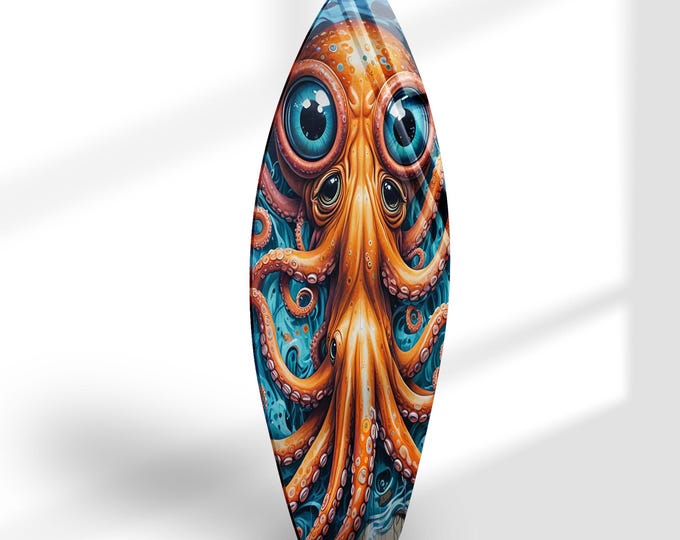 Tempered Glass Wall Art -Wall Decor- -Glass Printing -Large Wall Art -Wall Hangings -Aquarium Wall Art- Octopus Wall ArtSurfboard-