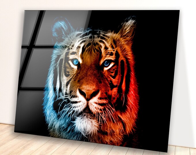 Tempered Glass Wall Art-Framed Wall Art-Extra Large Wall Art for Living Room Decor-Glass Printing Wall Decor-King of Jungle Lion Wall Art